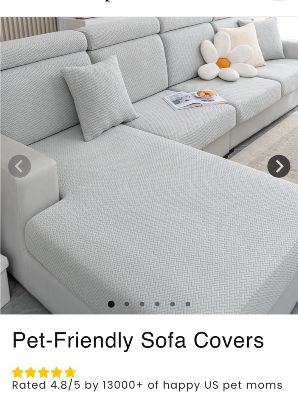 Pet-Friendly Light Gray Textured Sofa Cover